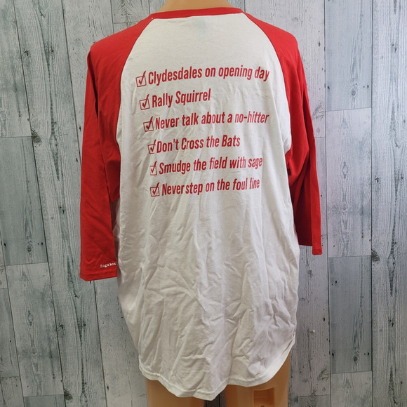 New Hand Printed Youth Medium St Louis Baseball Town 3/4 Sleeve Tee Shirt - Picture 4 of 6